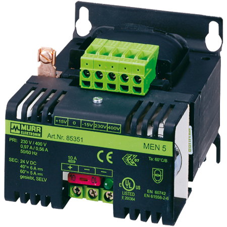 MURR ELEKTRONIK MEN POWER SUPPLY 1/2-PHASE, SMOOTHED, IN: 115/230+/-10VAC OUT: :24V/5ADC 85362